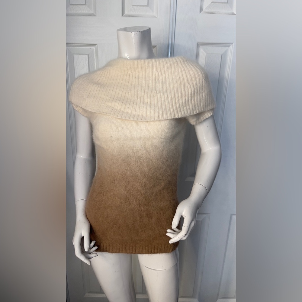 Ombre Cream to Tan Off-Shoulder Sweater